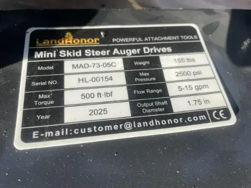 LANDHONOR (WOVERINE) MINI SKID AUGER W/ 12" BIT
